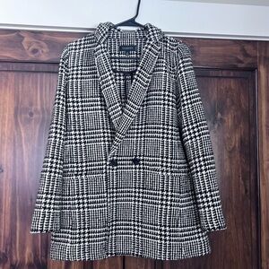 Women's Talbots Size 10 Black and White Houndstooth Wool Blend Jacket